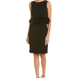 BADGLEY MISCHKA feather embellished cocktail dress